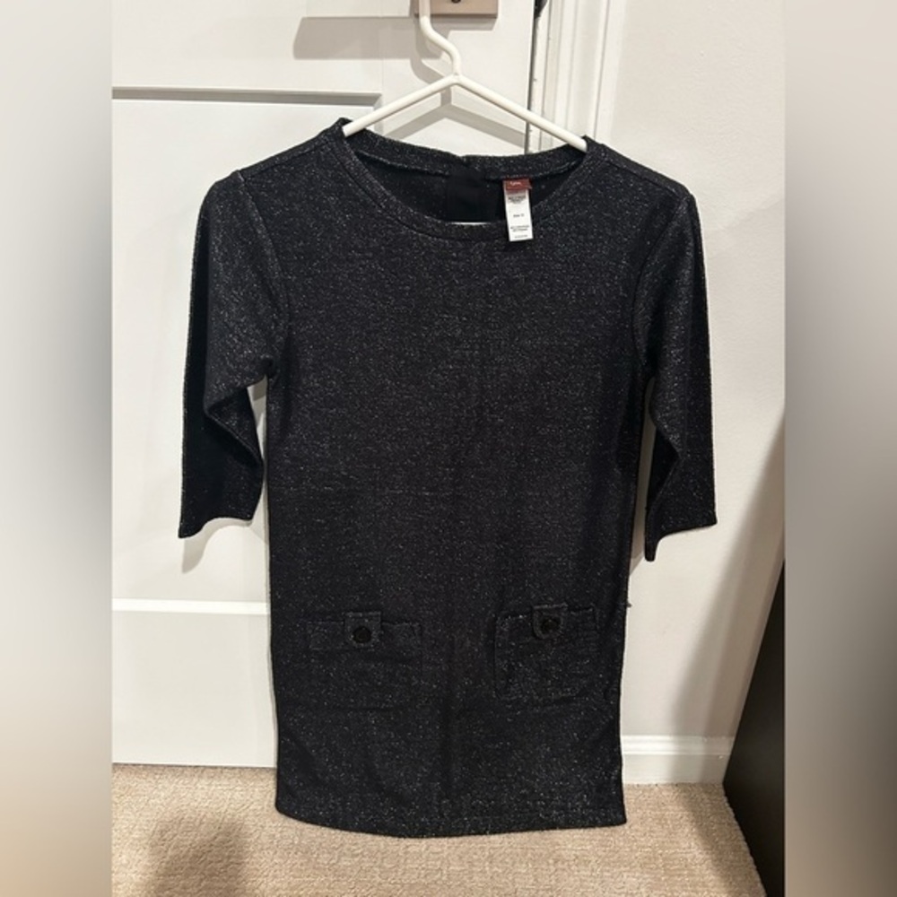 Tea Collection Youth‎ sparkle black sweater dress tunic pocket detail juniors
